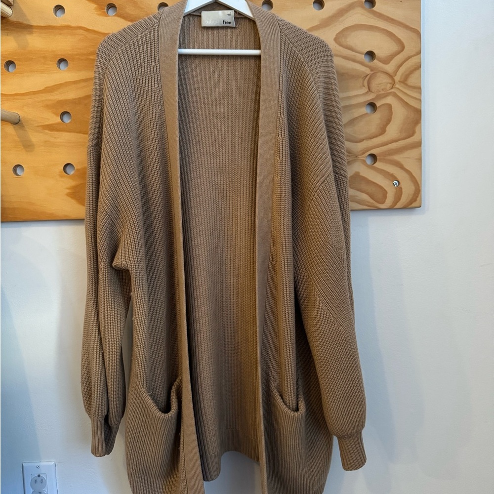 Aritzia Wilfried Free Camel beige Whool Open Front Cardigan